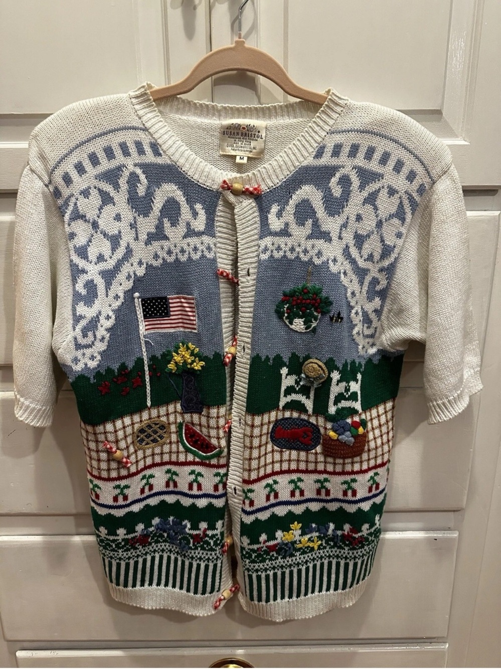 Vtg Susan Bristol Short Sleeved Summer Sweater Lots Of Detail
S/M